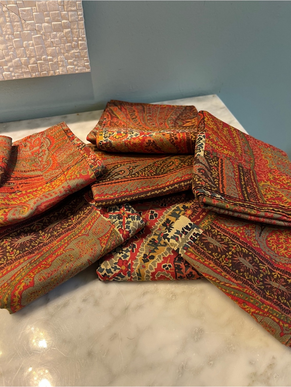 Pottery Barn Red Multi Paisley Napkins or Placemats Set